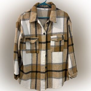Cozy Plaid Shacket in Mustard & Cream Flannel